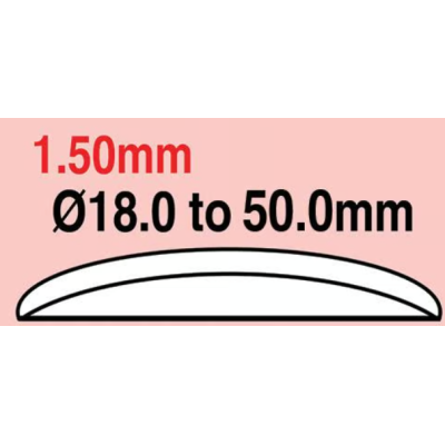 V 1,5 mm vypouklé sklo ø 45,5 mm - 50 mm