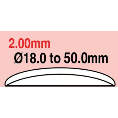 V 2 mm vypouklé sklo ø 18 mm - 26,5 mm